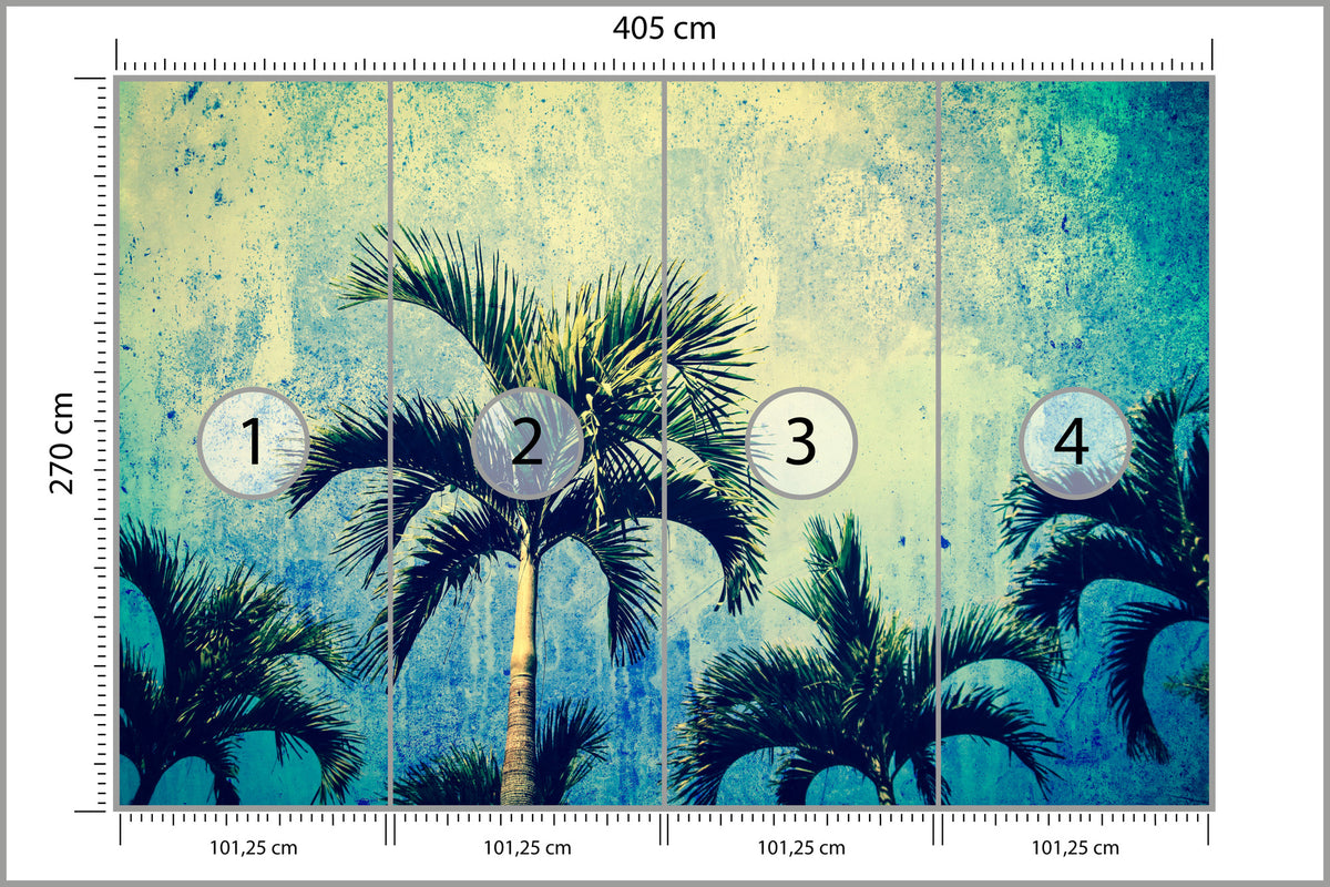 Fototapeta Palmy W Stylu Grunge 405 × 270 cm – podgląd kadru