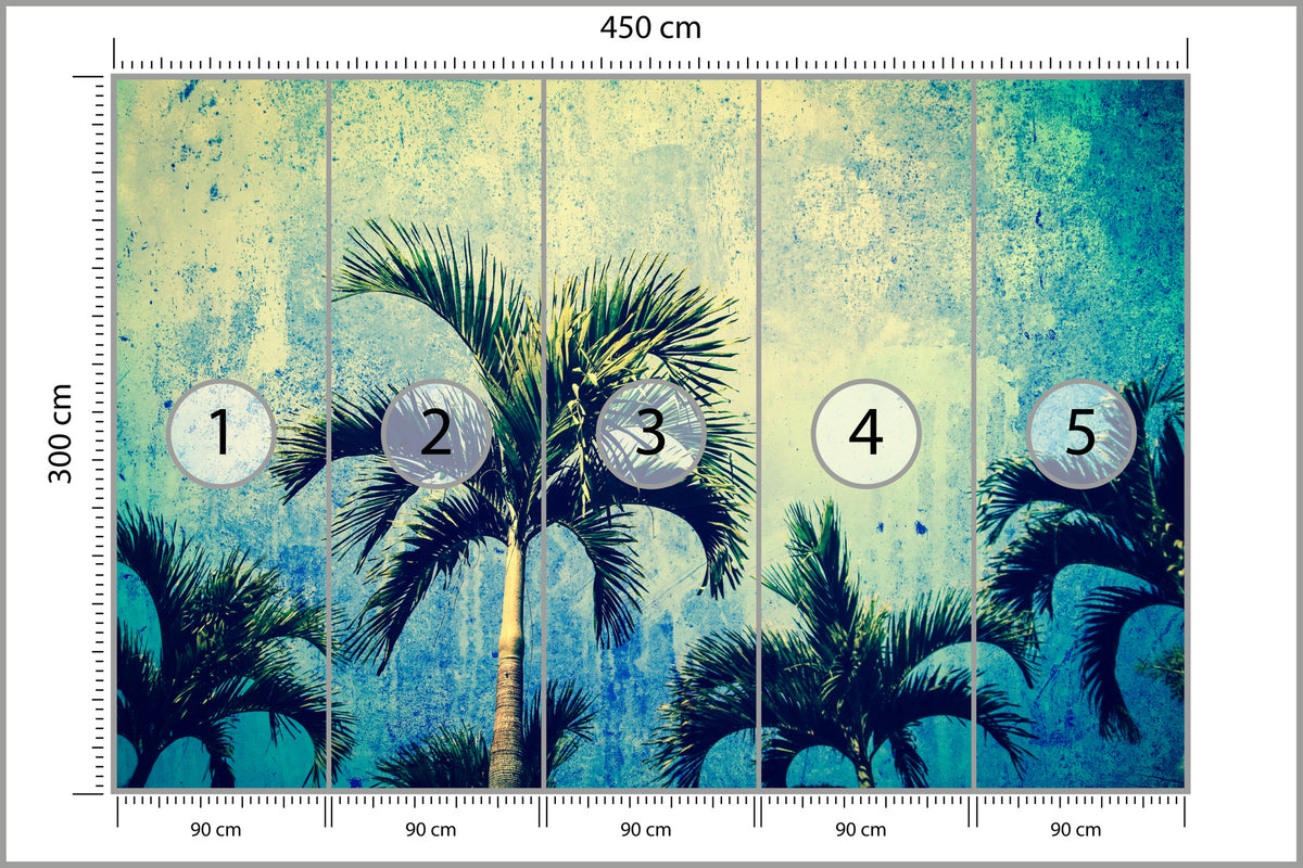 Fototapeta Palmy W Stylu Grunge 450 × 300 cm – podgląd kadru