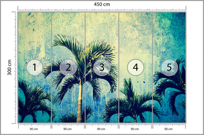 Fototapeta Palmy W Stylu Grunge 450 × 300 cm – podgląd kadru