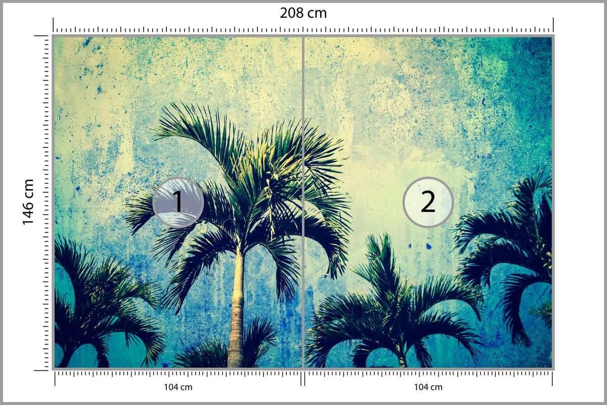 Fototapeta Palmy W Stylu Grunge 208 × 146 cm – podgląd kadru