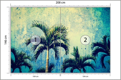 Fototapeta Palmy W Stylu Grunge 208 × 146 cm – podgląd kadru