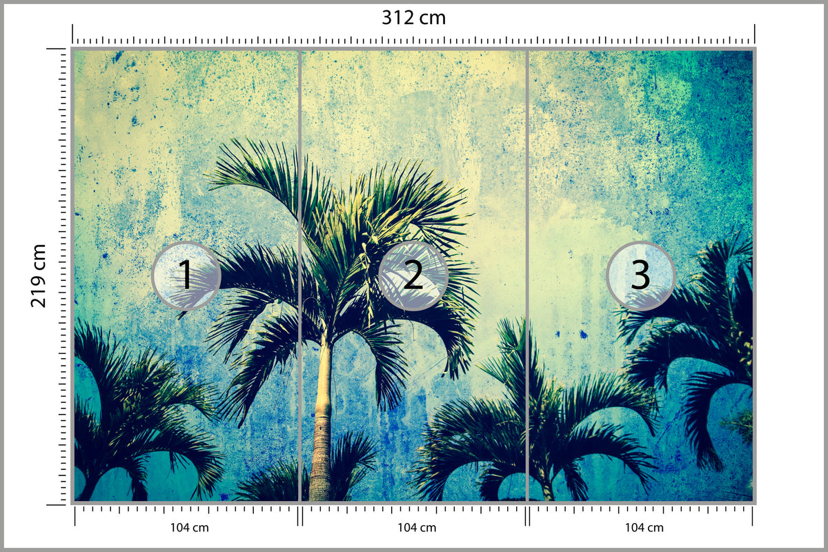 Fototapeta Palmy W Stylu Grunge 312 × 219 cm – podgląd kadru