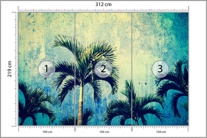 Fototapeta Palmy W Stylu Grunge 312 × 219 cm – podgląd kadru