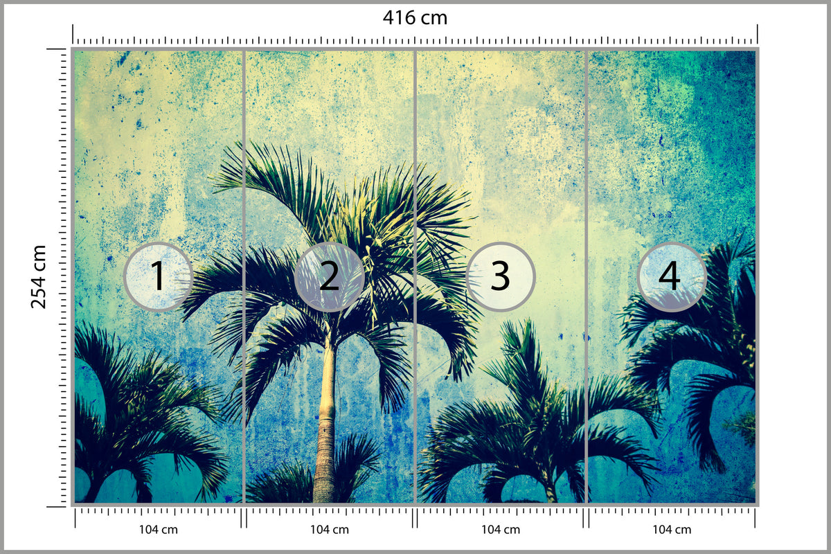 Fototapeta Palmy W Stylu Grunge 416 × 254 cm – podgląd kadru