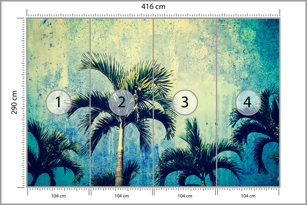 Fototapeta Palmy W Stylu Grunge 416 × 290 cm – podgląd kadru