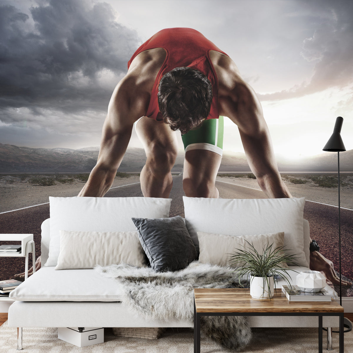 Fototapeta Sportowiec Przygotowywujący Się Do Startu – aranżacja wnętrza