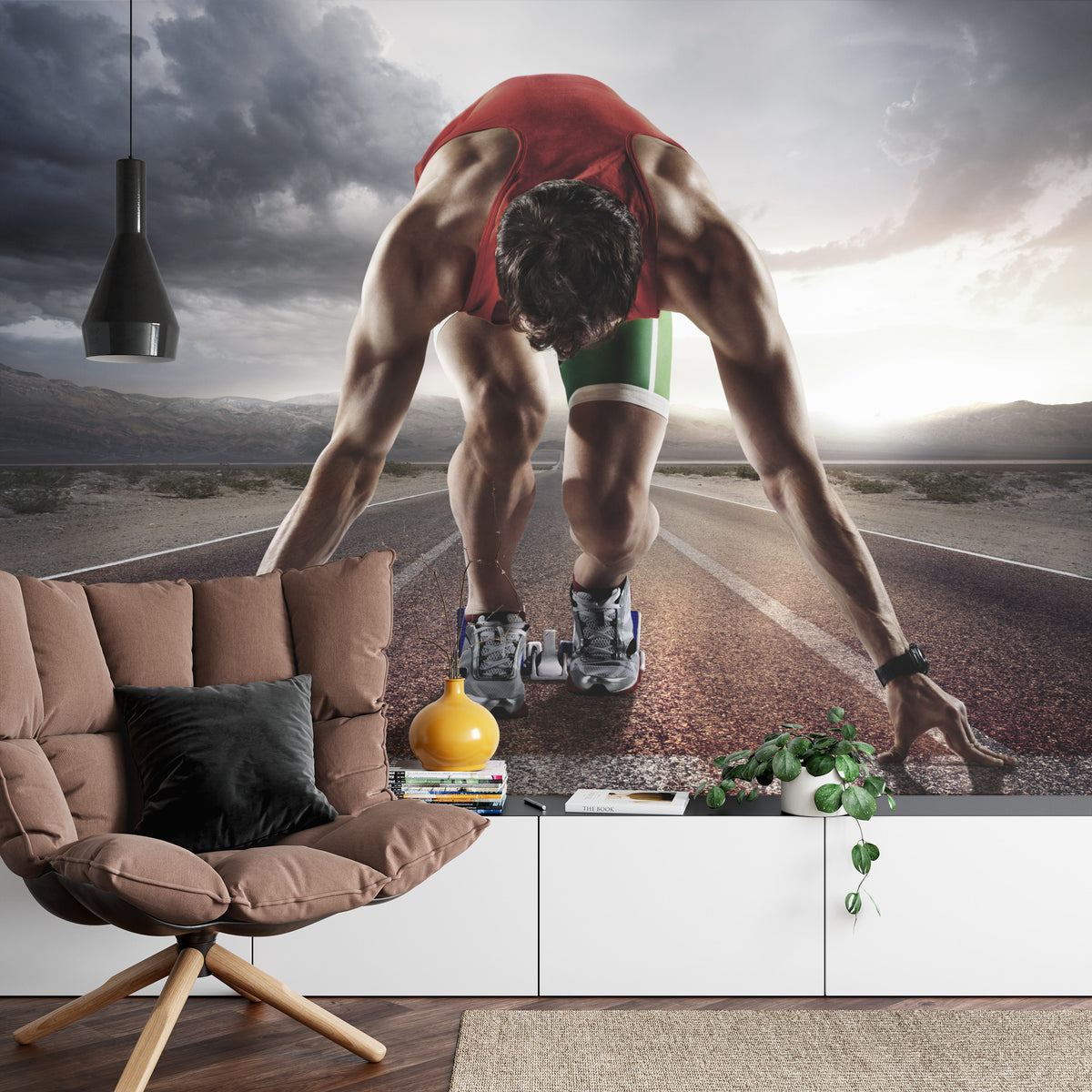 Fototapeta Sportowiec Przygotowywujący Się Do Startu – aranżacja wnętrza