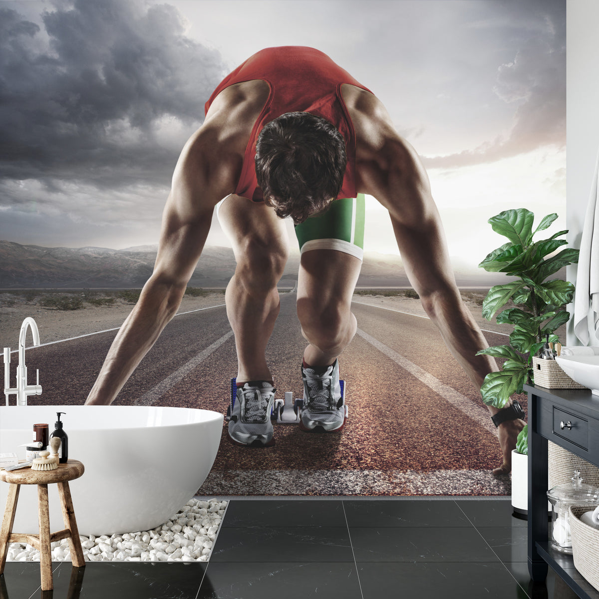 Fototapeta Sportowiec Przygotowywujący Się Do Startu – aranżacja wnętrza