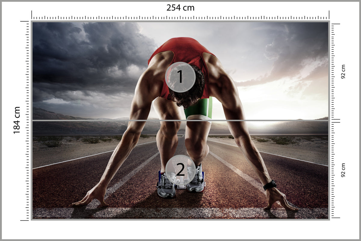 Fototapeta Sportowiec Przygotowywujący Się Do Startu 254 × 184 cm – podgląd kadru