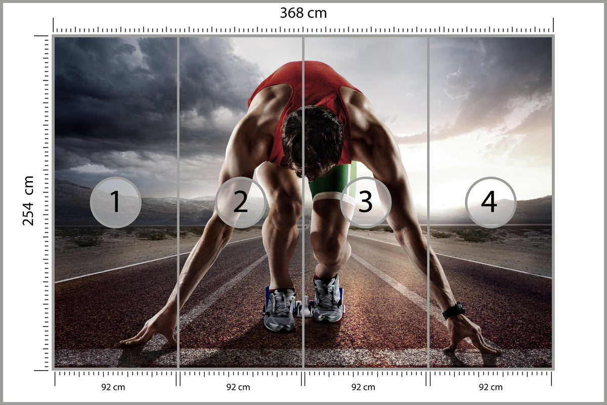 Fototapeta Sportowiec Przygotowywujący Się Do Startu 368 × 254 cm – podgląd kadru
