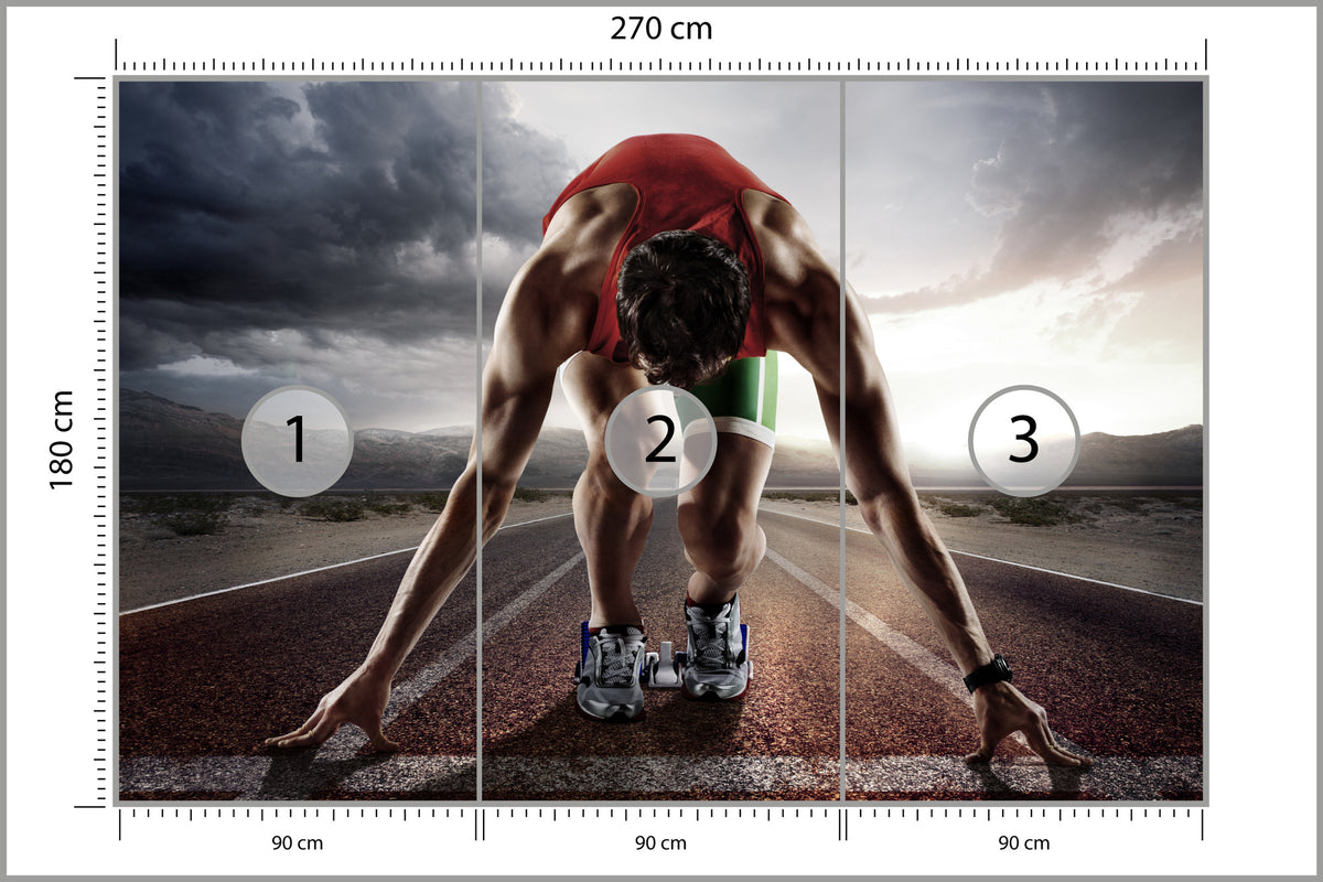 Fototapeta Sportowiec Przygotowywujący Się Do Startu 270 × 180 cm – podgląd kadru