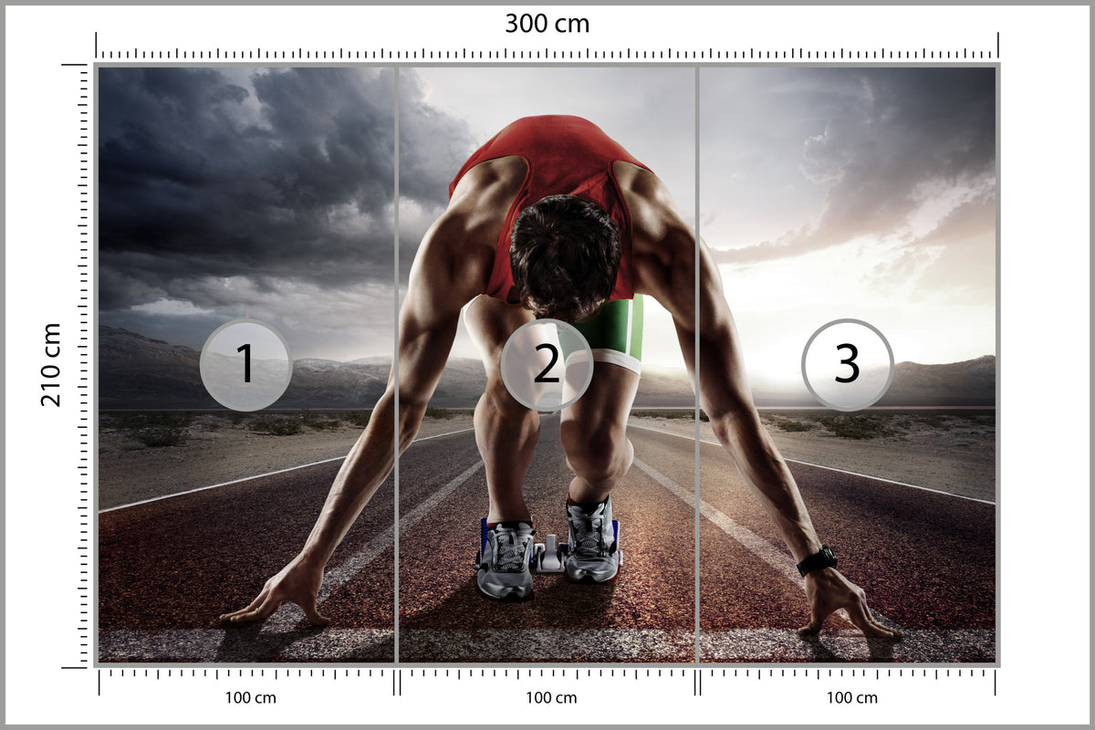 Fototapeta Sportowiec Przygotowywujący Się Do Startu 300 × 210 cm – podgląd kadru