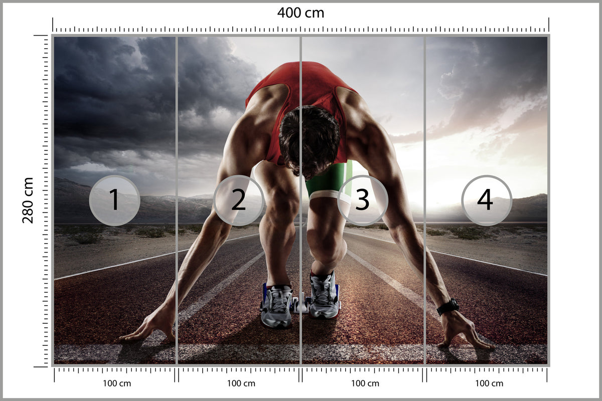 Fototapeta Sportowiec Przygotowywujący Się Do Startu 400 × 280 cm – podgląd kadru