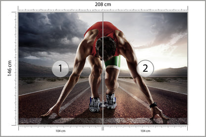 Fototapeta Sportowiec Przygotowywujący Się Do Startu 208 × 146 cm – podgląd kadru
