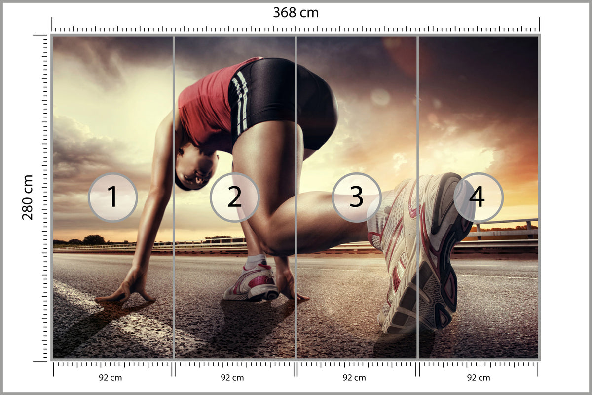 Fototapeta Biegaczka Na Drodze Zaczynająca Wyścig 368 × 280 cm – podgląd kadru