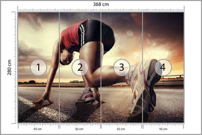 Fototapeta Biegaczka Na Drodze Zaczynająca Wyścig 368 × 280 cm – podgląd kadru