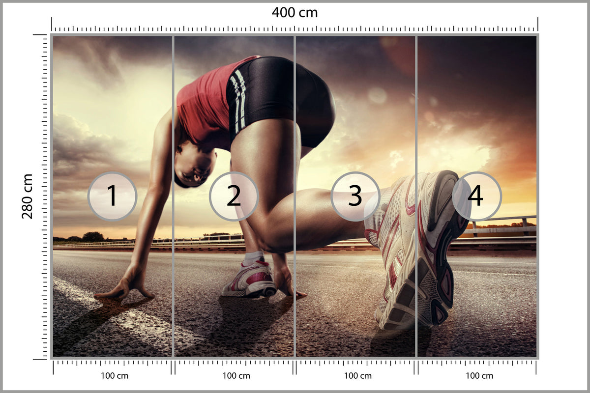 Fototapeta Biegaczka Na Drodze Zaczynająca Wyścig 400 × 280 cm – podgląd kadru