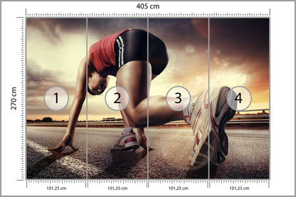Fototapeta Biegaczka Na Drodze Zaczynająca Wyścig 405 × 270 cm – podgląd kadru
