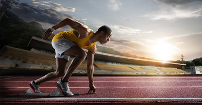 Fototapeta Sportowiec W Bloku Startowym 3D – wzór