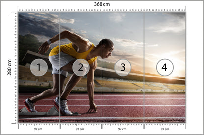 Fototapeta Sportowiec W Bloku Startowym 3D 368 × 280 cm – podgląd kadru