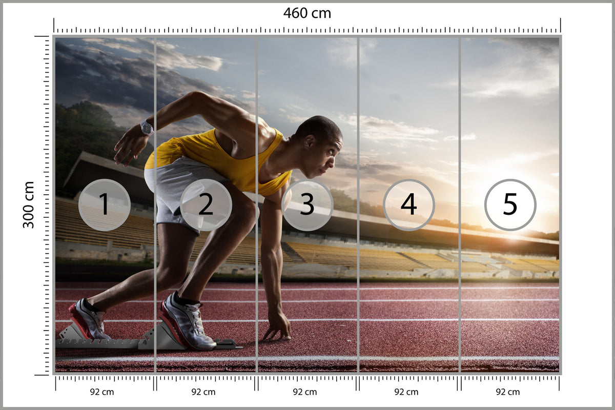 Fototapeta Sportowiec W Bloku Startowym 3D 460 × 300 cm – podgląd kadru