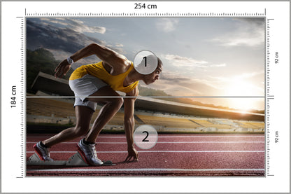Fototapeta Sportowiec W Bloku Startowym 3D 254 × 184 cm – podgląd kadru