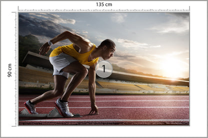 Fototapeta Sportowiec W Bloku Startowym 3D 135 × 90 cm – podgląd kadru