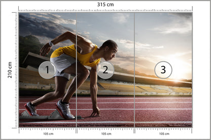 Fototapeta Sportowiec W Bloku Startowym 3D 315 × 210 cm – podgląd kadru