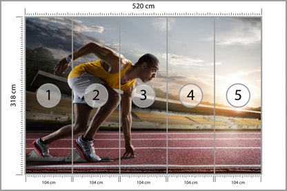 Fototapeta Sportowiec W Bloku Startowym 3D 520 × 318 cm – podgląd kadru