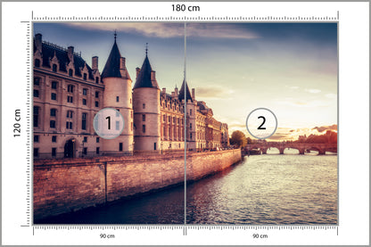 Fototapeta Widok Na Paryż Nad Sekwaną O Zachodzie 180 × 120 cm – podgląd kadru