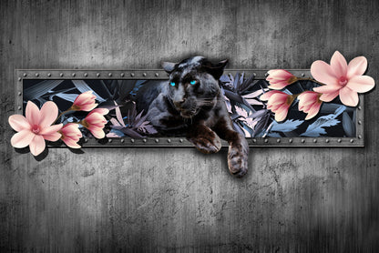 Fototapeta Pantera Z Kwiatami Magnolii – wzór