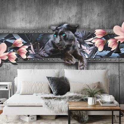 Fototapeta Pantera Z Kwiatami Magnolii – aranżacja wnętrza