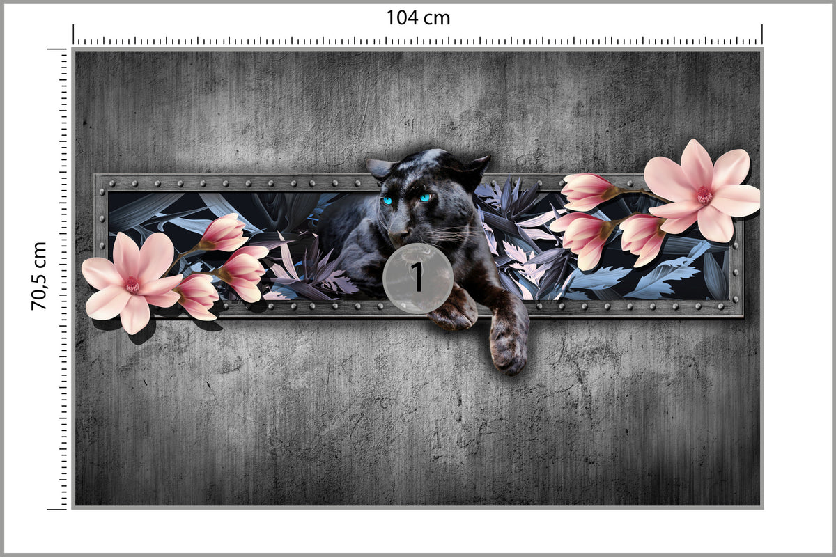 Fototapeta Pantera Z Kwiatami Magnolii 104 × 70,5 cm – podgląd kadru