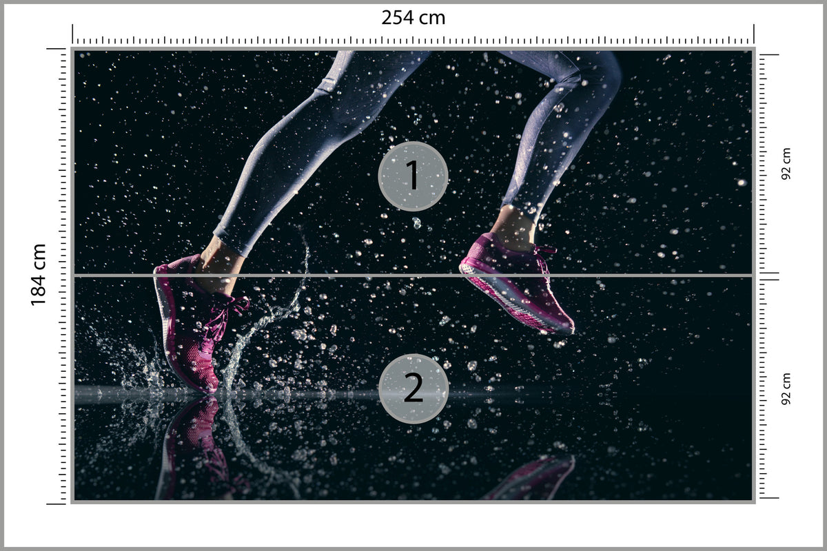 Fototapeta Sprinterka Biegnąca W Deszczu 3D 254 × 184 cm – podgląd kadru