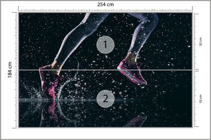 Fototapeta Sprinterka Biegnąca W Deszczu 3D 254 × 184 cm – podgląd kadru