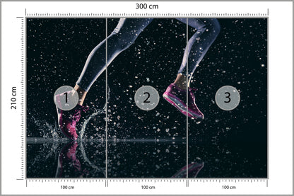 Fototapeta Sprinterka Biegnąca W Deszczu 3D 300 × 210 cm – podgląd kadru
