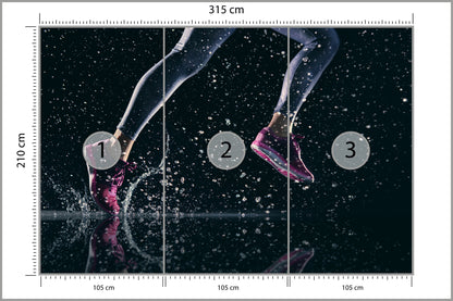 Fototapeta Sprinterka Biegnąca W Deszczu 3D 315 × 210 cm – podgląd kadru