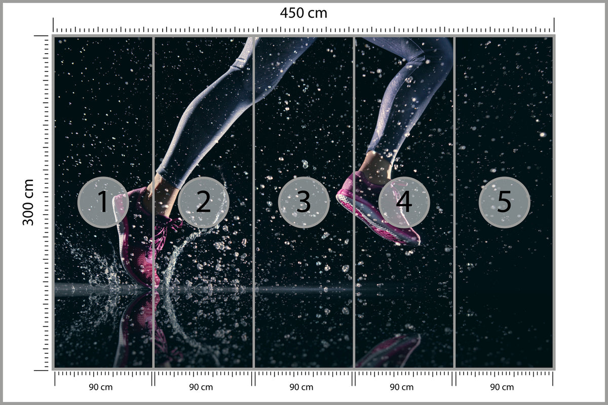 Fototapeta Sprinterka Biegnąca W Deszczu 3D 450 × 300 cm – podgląd kadru