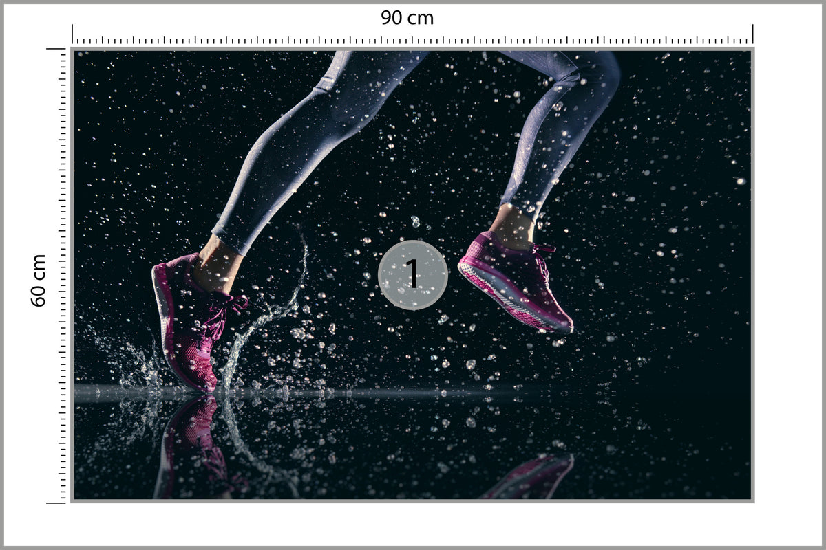 Fototapeta Sprinterka Biegnąca W Deszczu 3D 90 × 60 cm – podgląd kadru
