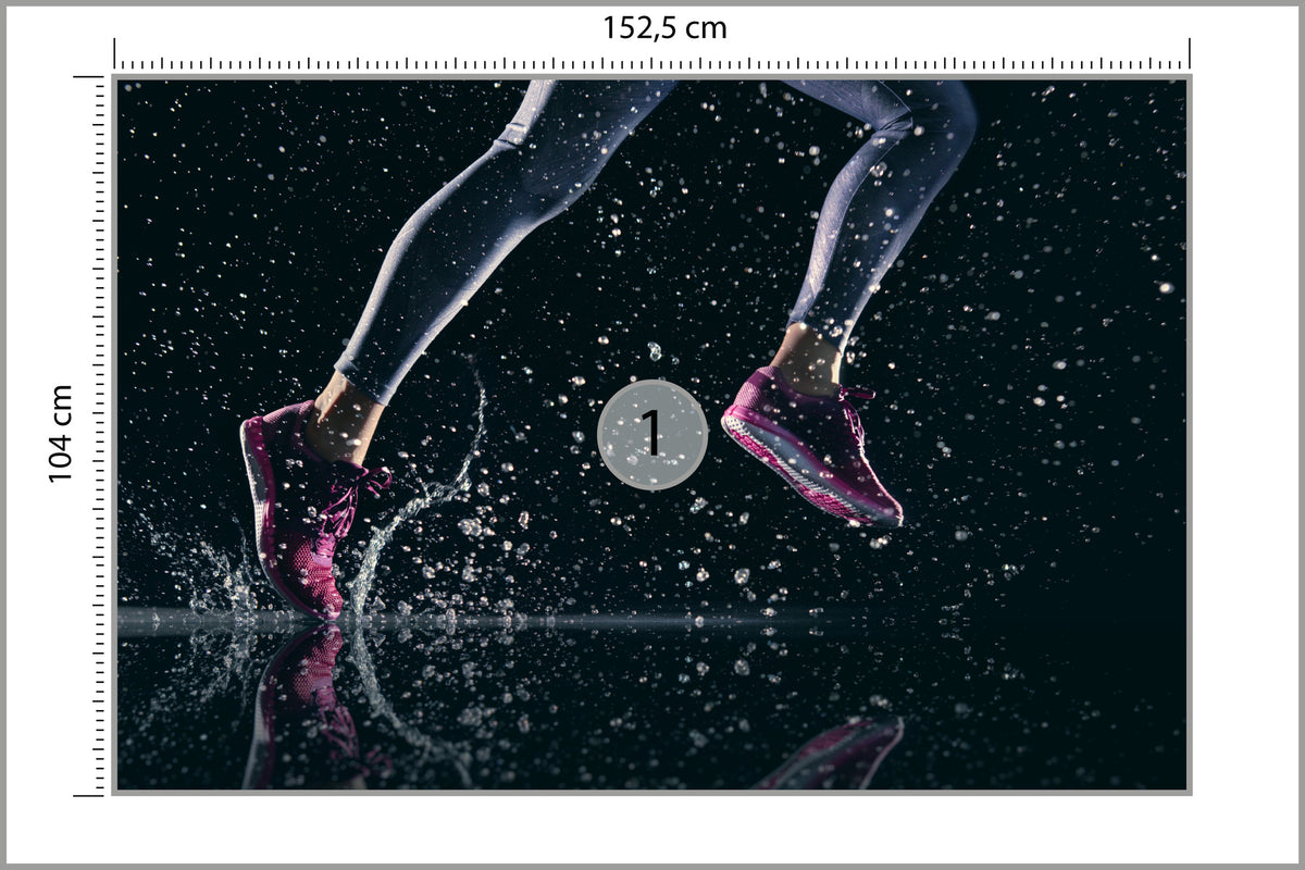 Fototapeta Sprinterka Biegnąca W Deszczu 3D 152,5 × 104 cm – podgląd kadru