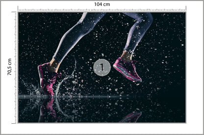 Fototapeta Sprinterka Biegnąca W Deszczu 3D 104 × 70,5 cm – podgląd kadru
