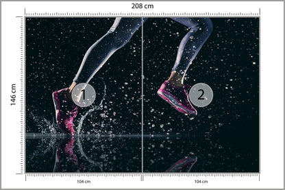 Fototapeta Sprinterka Biegnąca W Deszczu 3D 208 × 146 cm – podgląd kadru