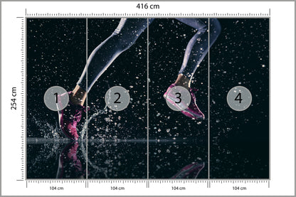 Fototapeta Sprinterka Biegnąca W Deszczu 3D 416 × 254 cm – podgląd kadru