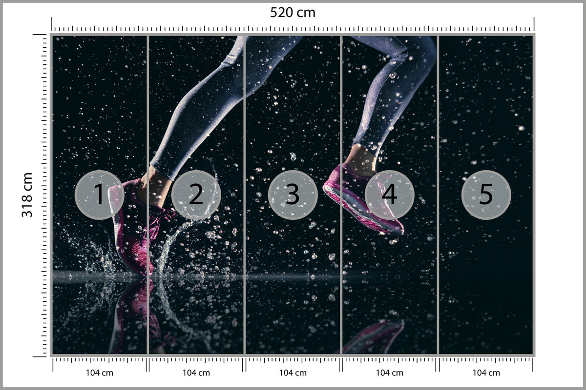 Fototapeta Sprinterka Biegnąca W Deszczu 3D 520 × 318 cm – podgląd kadru