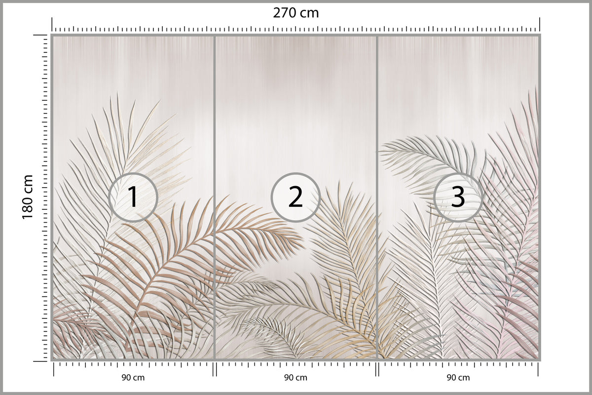 Fototapeta Liście Palmowe Na Jasnym Tle 270 × 180 cm – podgląd kadru