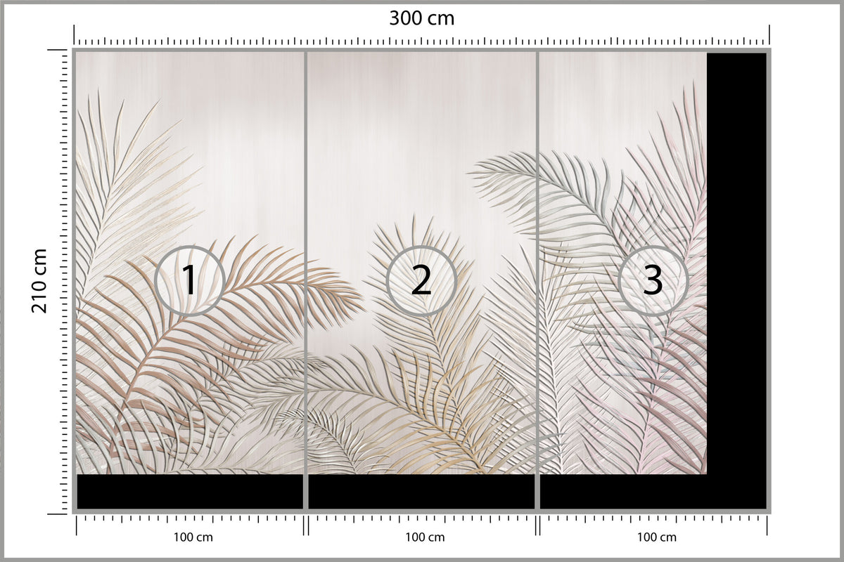 Fototapeta Liście Palmowe Na Jasnym Tle 300 × 210 cm – podgląd kadru