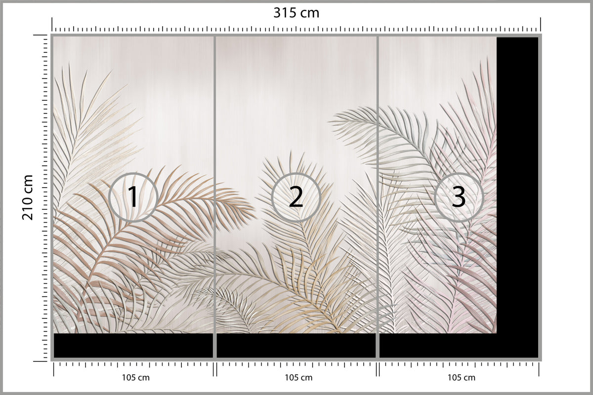 Fototapeta Liście Palmowe Na Jasnym Tle 315 × 210 cm – podgląd kadru