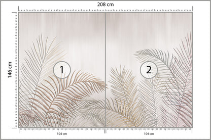 Fototapeta Liście Palmowe Na Jasnym Tle 208 × 146 cm – podgląd kadru