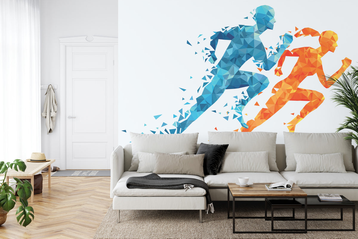 Fototapeta Geometryczni Sportowi Biegacze – aranżacja wnętrza