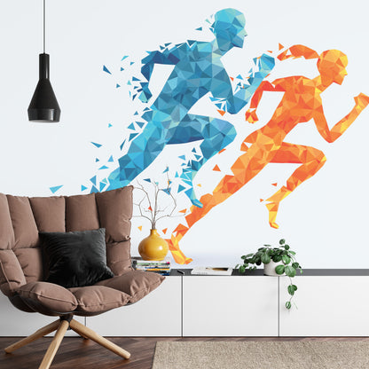 Fototapeta Geometryczni Sportowi Biegacze – aranżacja wnętrza
